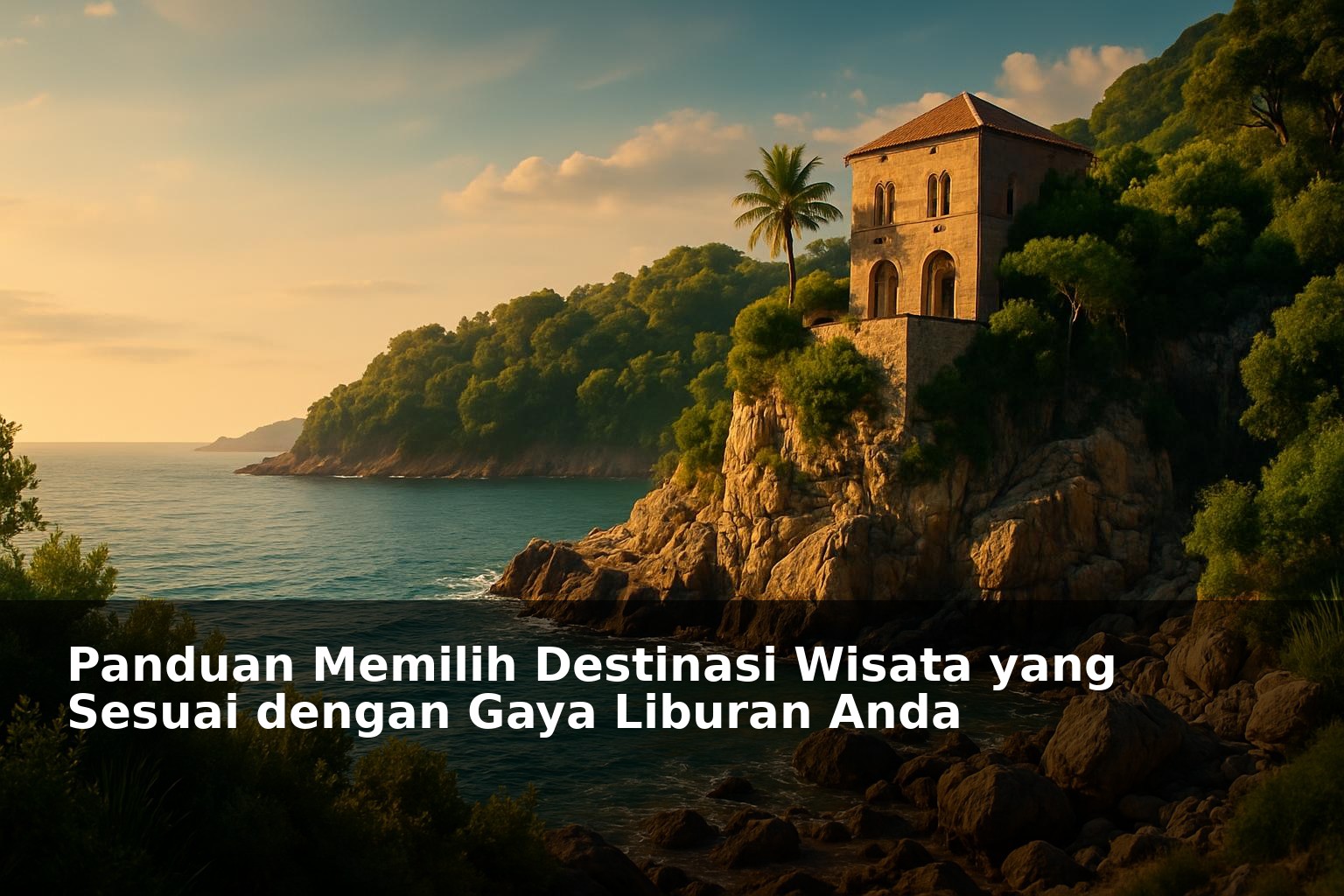 Pemandangan destinasi wisata dengan suasana santai dan pemandangan alam yang indah