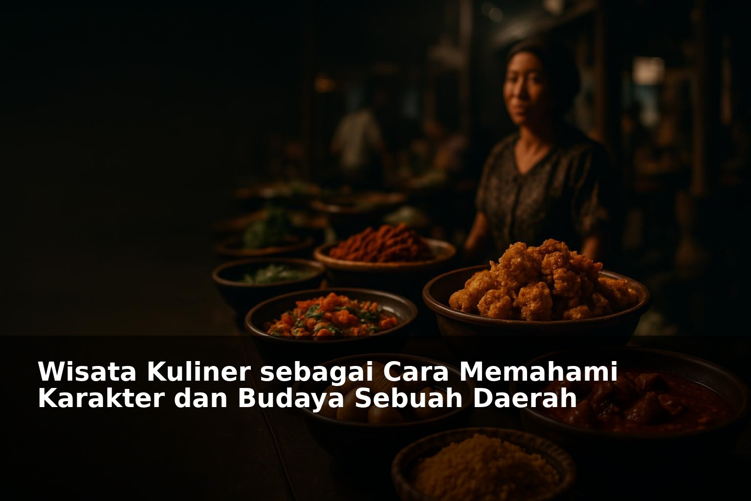Pemandangan pasar kuliner tradisional dengan berbagai makanan khas daerah