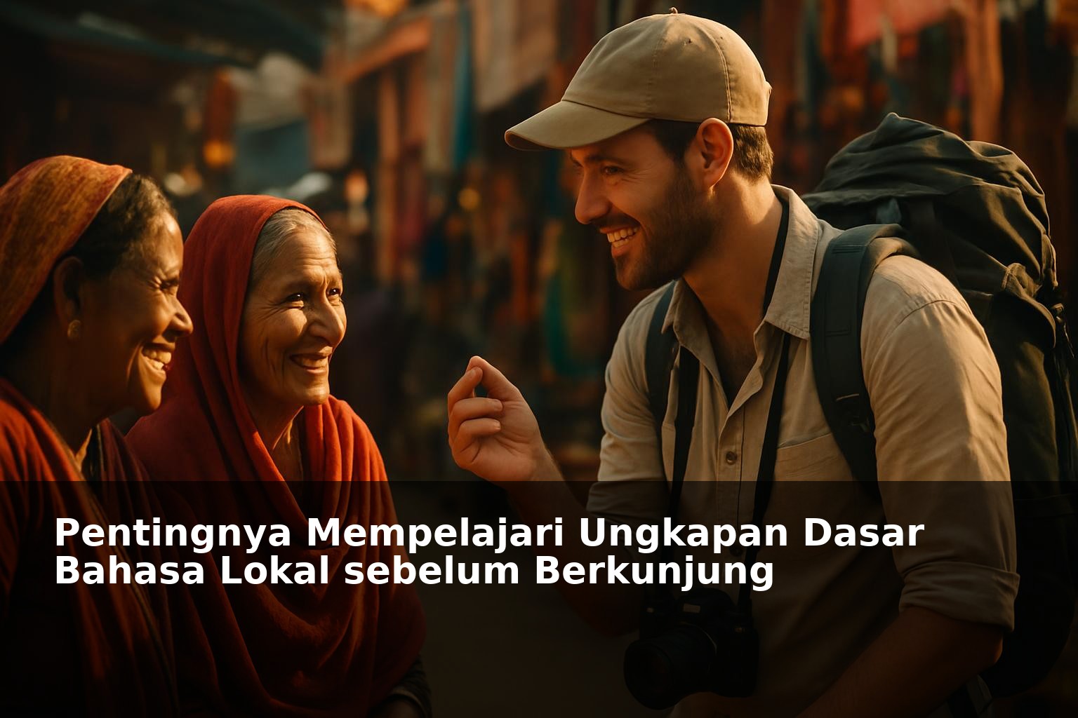Orang berinteraksi menggunakan ungkapan bahasa lokal dalam suasana budaya